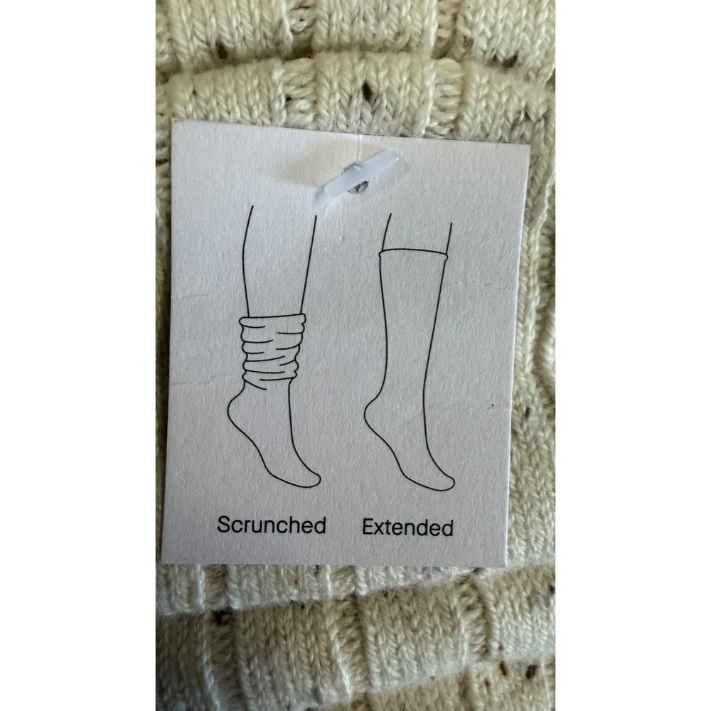Auden Slouch Crew Boot Socks Sour Cream Speckled Ribbed Cotton Blend 4-10